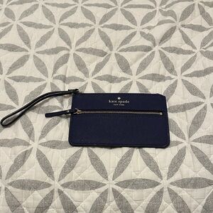 kate spade navy blue wristlet clutch
